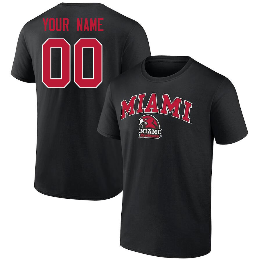 Custom Miami University Redhawks Name And Number Tshirts-Black